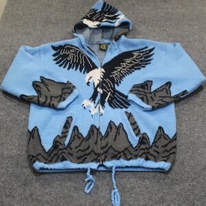Vintage Ruminahui Ecuador Wool Full Zip Hoodie Sweater Mens XL